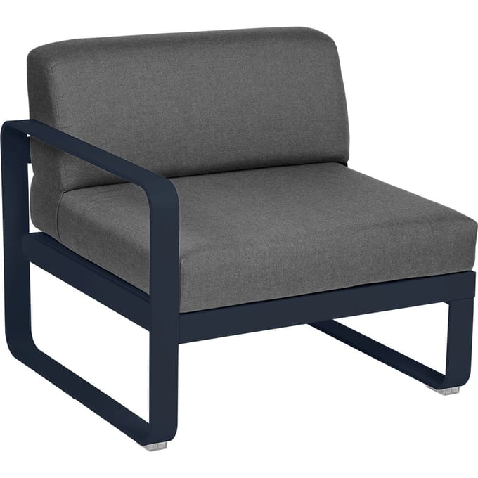 Fermob BELLEVIE Fauteuil Module links - 92 abyssblauw - A3 grafietgrijs