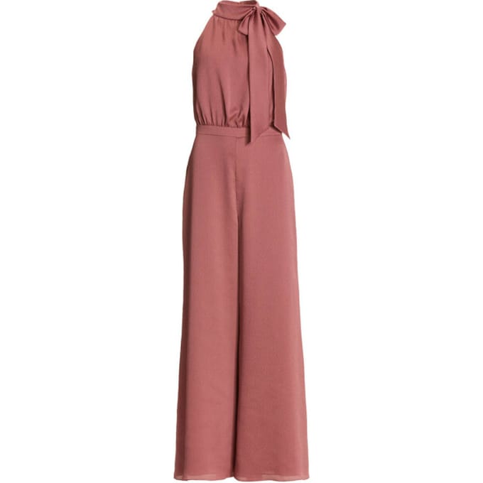 Jumpsuit met strik en knoopsluiting aan de achterkant