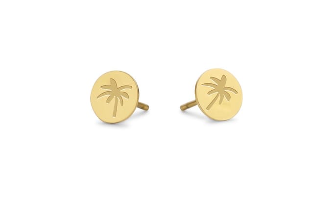 CO88 Collection Sense 8CE-70091 Stalen Oorknoppen - Palmboom 5 mm - Goudkleurig