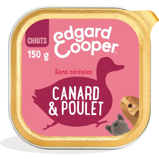 150g Edgard & Cooper Hond Puppy graanvrij Eend & Kip natvoer