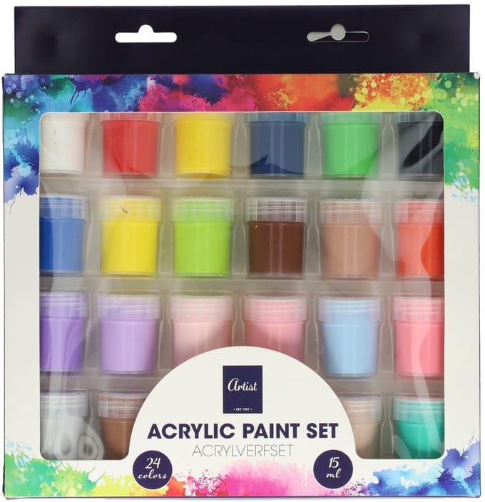 Acrylverfset 24 Kleuren - 15ml.