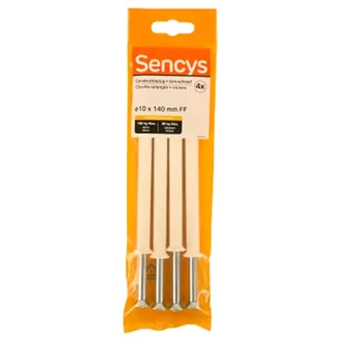 Sencys Plug Voor Kozijnmontage Nylon - Diam. 10x140mm - 4 Stuks