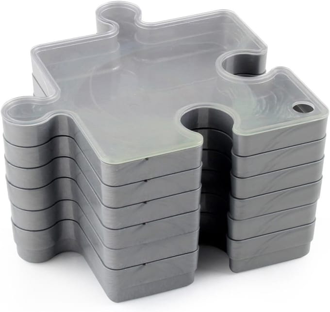 Puzzel Sorteerset - Sorteerbakjes Puzzel - Puzzelstukken Sorteren - 6 Linkbare Bakjes - 19x19x2 cm - Grijs