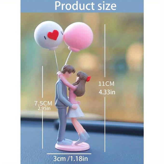 Auto Dashboard Middenconsole Decoratie-Koppeltje dat een Ballon Vasthoudt Beeldje one-size veelkleurig