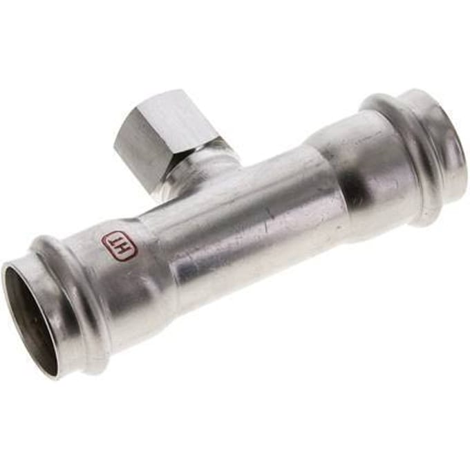 Tee Press Fitting - 28mm & Rp 1/2'' Persmof - RVS