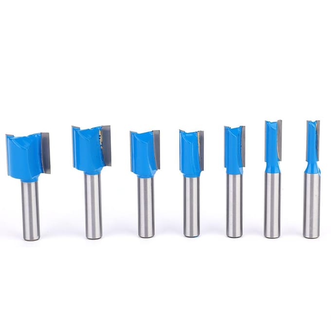 7 Stuks Houtbewerking Routerbit Recht Dubbele Spiraal YG8 Legering Routerbit 8mm