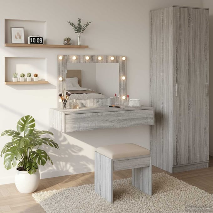 vidaXL - Kaptafel - Grijs - 100 - x - 40 - x - 70 - cm - Bewerkt - hout