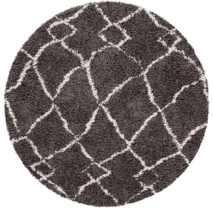 Hoogpolig tapijt Oregon grijs  120 cm rond