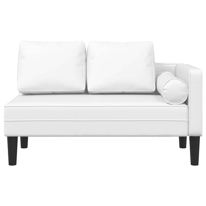 vidaXL - Chaise - longue - met - kussens - kunstleer - wit