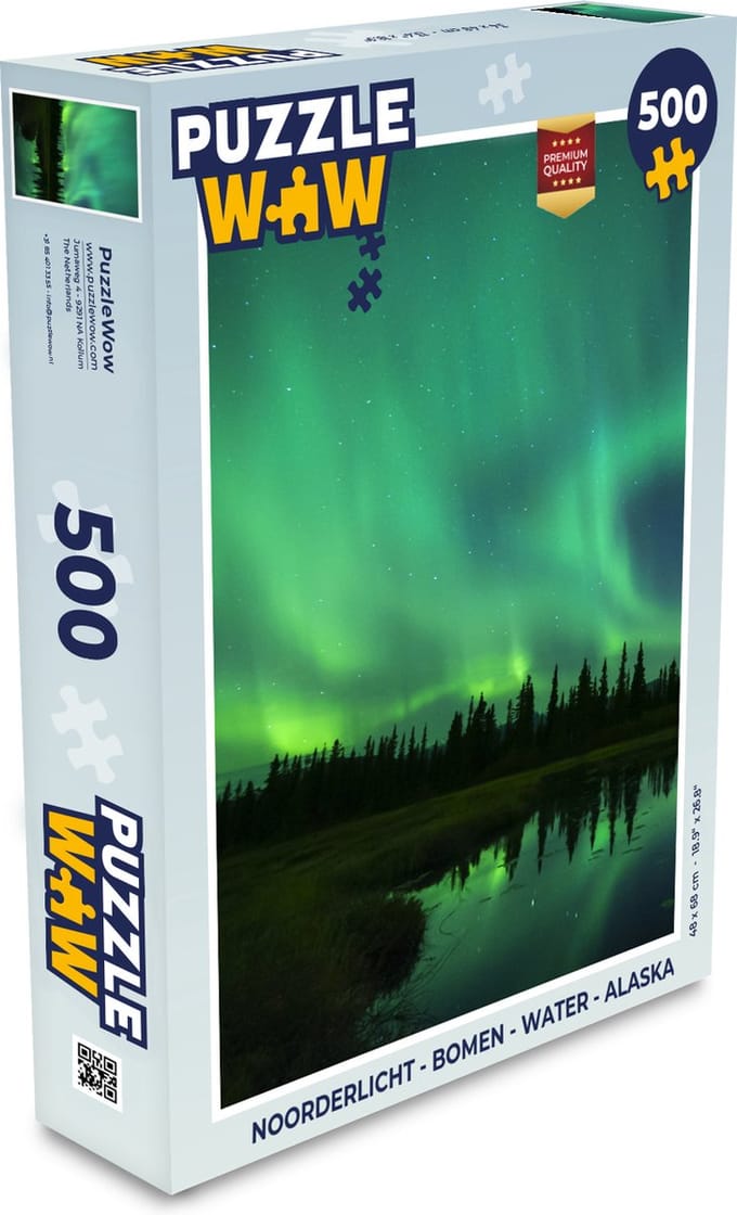 Puzzel Noorderlicht - Bomen - Water - Alaska - Legpuzzel - Puzzel 500 stukjes