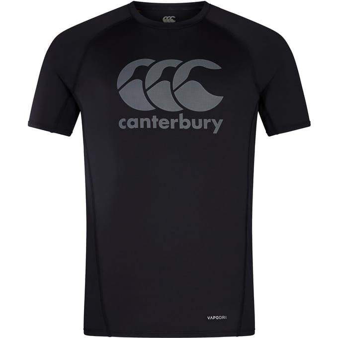 Canterbury Heren Groot Logo Super Light T-Shirt (Zwart/Gunmetaalgrijs)