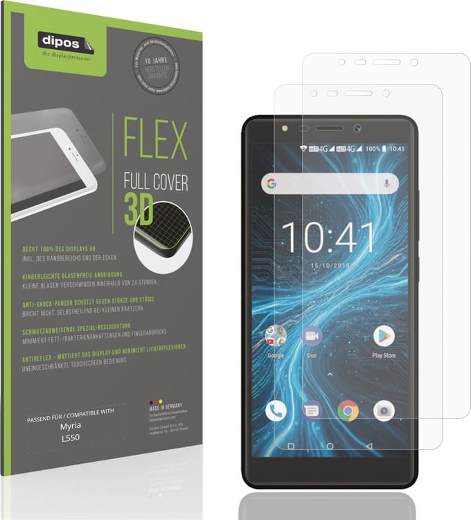 dipos FLEX – 2x Matte Screenprotector geschikt voor Myria L550 | Volledige Schermbescherming | Case-Friendly