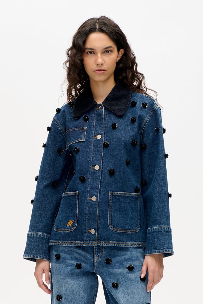 Baum und Pferdgarten Beannie Jacket Denim Sequince Flower Größe: 36 | Jeansjacken Outlet | Damen | Blau