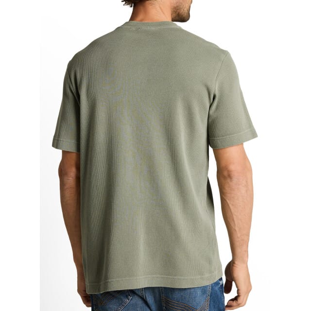 Tom Tailor - Henley T-shirt met borstzak - Maat L - Greyish Shadow Olive