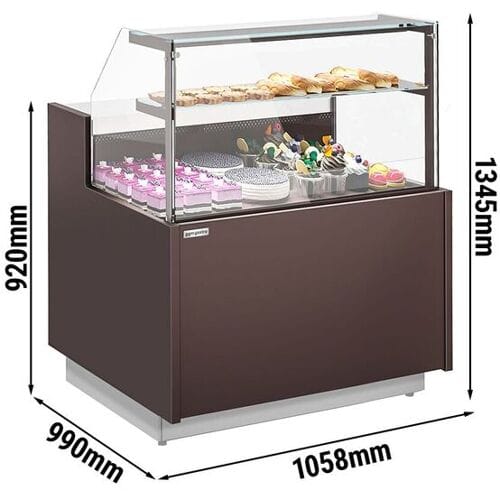 GGM Gastro Kühl- & Kuchentheke RIGA - 1050mm - 2 Ablagen Bruin / Wit