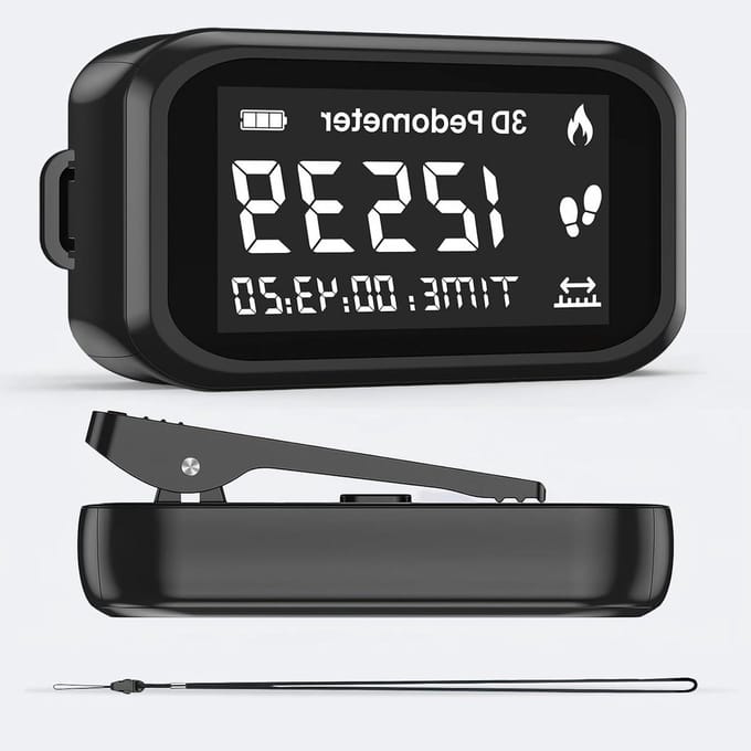 Stappenteller Clip - Activiteit Tracker - Bewegen Tellen - 3D Drieassige Sensor - LCD Display - Zwart