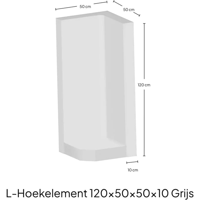 Hoek-L-Element 120x50x50x10cm Zichtbeton