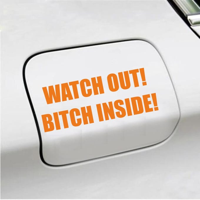 Bumpersticker - Watch Out Bitch Inside - 5,7 X 14,8 - Oranje