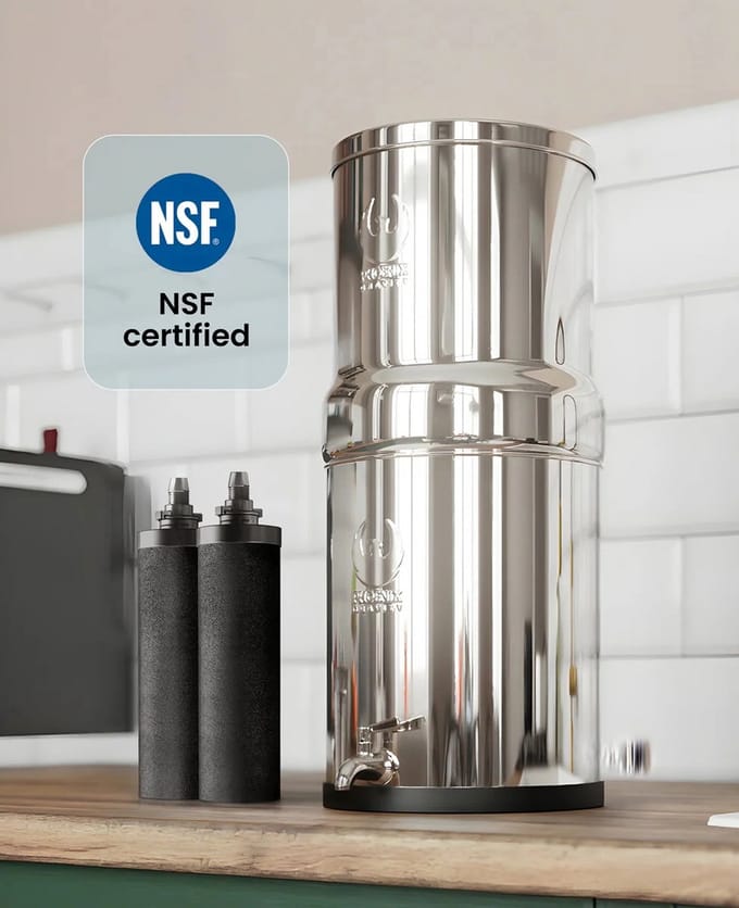 Phoenix Gravity 8L Waterfilter RVS Gezinnen 2-4 Personen NSF Gecertificeerd