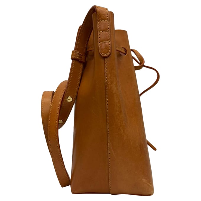 Mansur Gavriel mini bucket bag in bruin leer