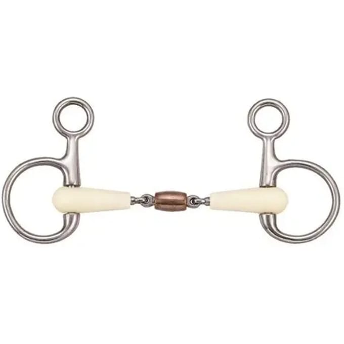 Dubbelgebroken paardenbit + koperen roller Soyo Happy mouth