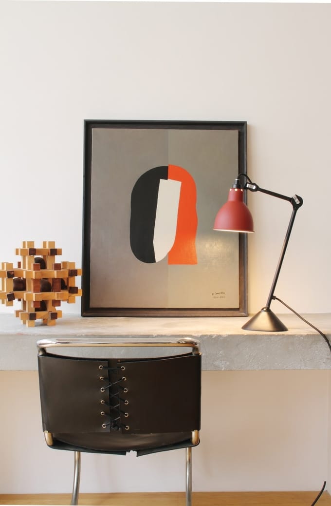 DCWéditions - LAMPE GRAS N°205 zwart tafellamp - rood - rond