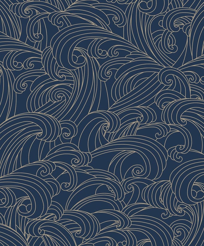 Dutch Wallcoverings - Vliesbehang - Elegance- dessin blauw/goud - M629-01