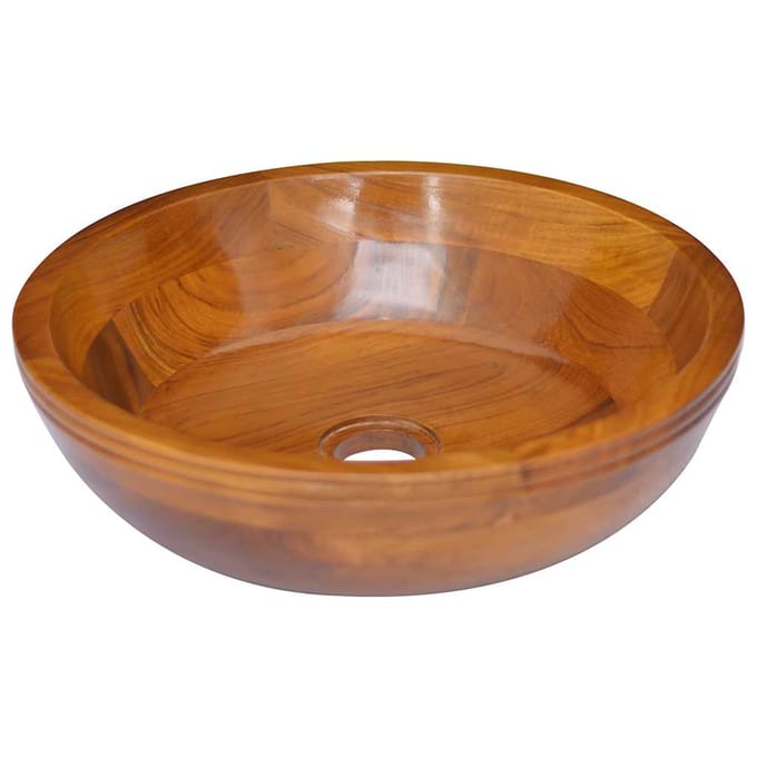 vidaXL - Wastafel - ø40x10 - cm - massief - teakhout