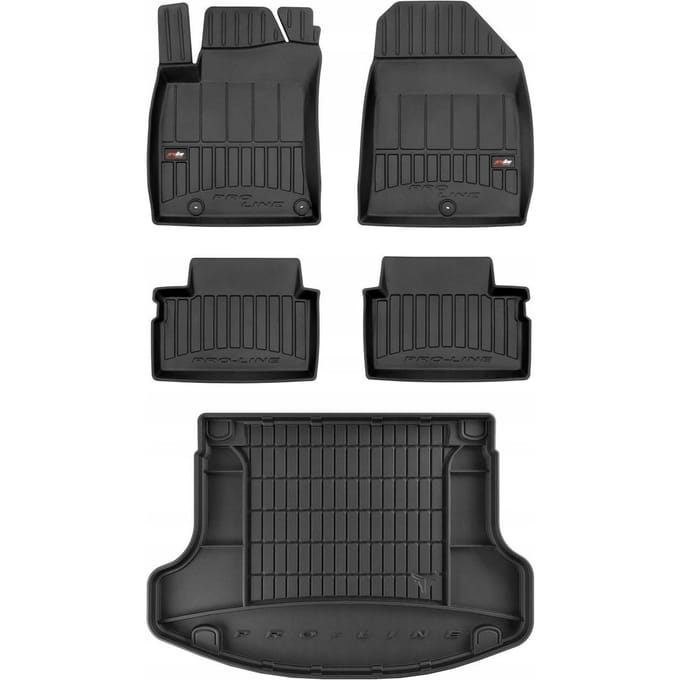 FROGUM PROLINE 3D Set - Rubberen Automatten + Kofferbakmat - Geschikt voor HYUNDAI i30 Fastback (vanaf 2017) - Zwart