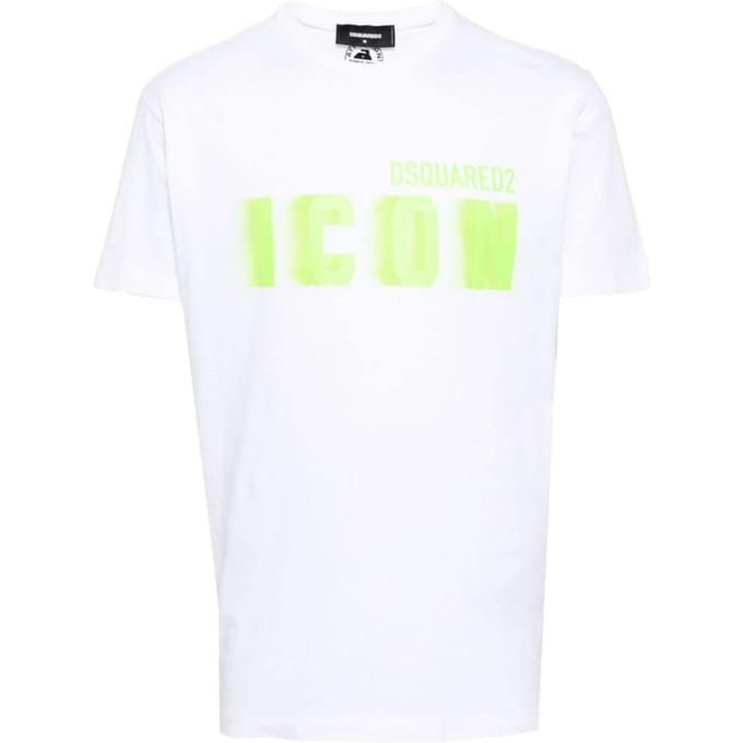 Dsquared2 Cool Fit Groen Blur Icon Logo Wit T-shirt