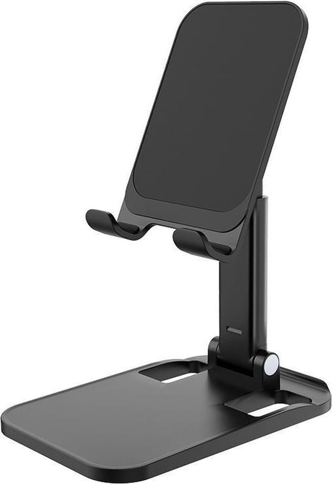 Telefoonstandaard - Verstelbaar - Inklapbaar - Kantelbaar - Voor Bureau en Bed - Universeel - Zwart