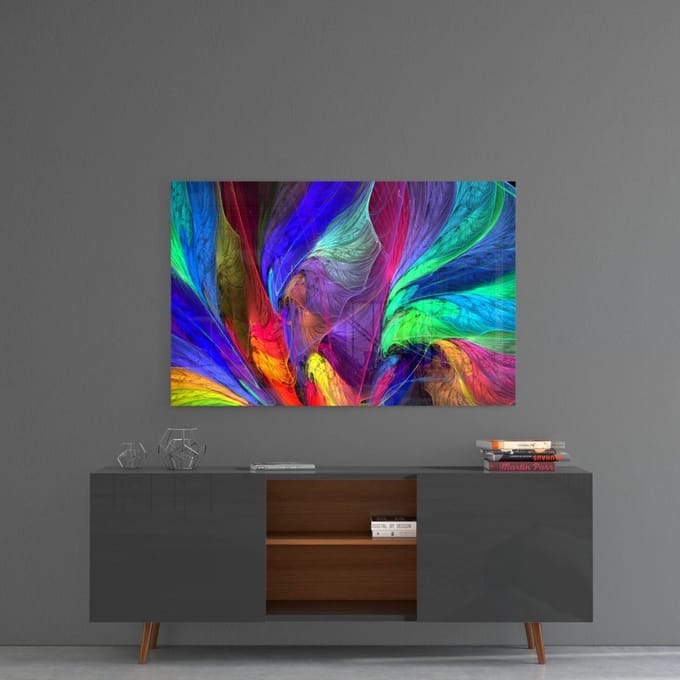 Kleurrijke patronen glas schilderij