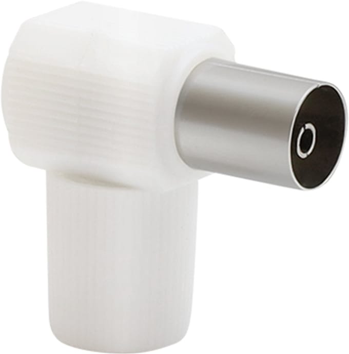 Force Case, Coaxiale TV Stekker 9,52mm Haaks Vrouwelijk Storingvrij, Wit