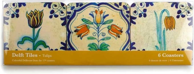 Onderzetters, Delft Tiles -tulpen / gekleurd Onderzetters