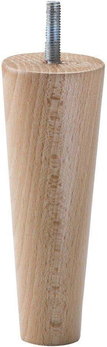 FLE - Meubelpoot conisch 5 bij 5 cm en hoogte 15 cm van massief hout (M10)
