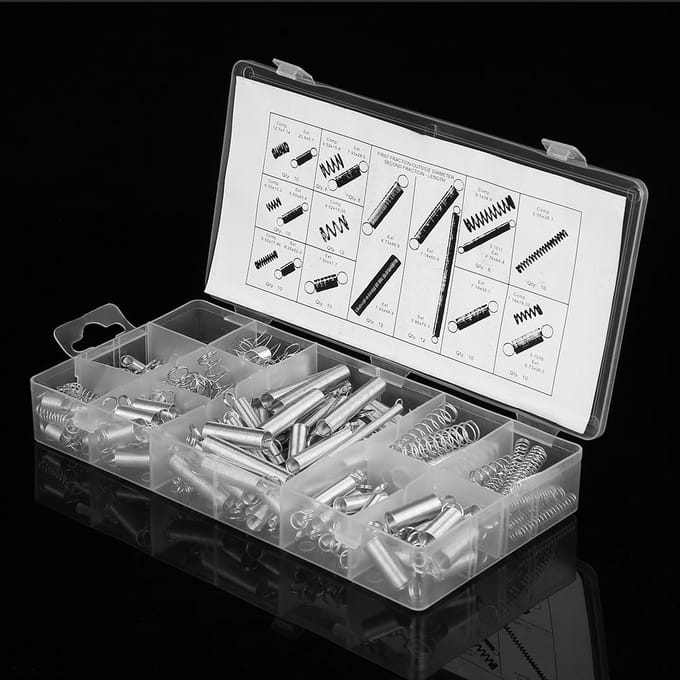 200 stuks Set 20 Maten Koolstofstaal Compressie Trekveren Assortimentskit met Doos white