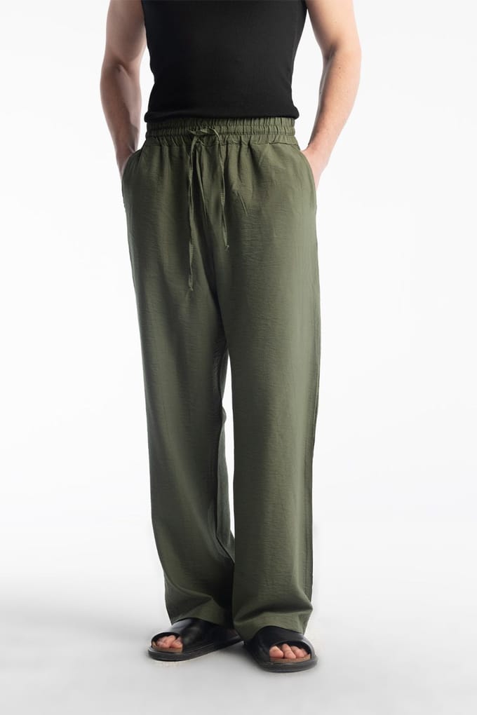 Heren Brede Pijpen Gebreide Broek