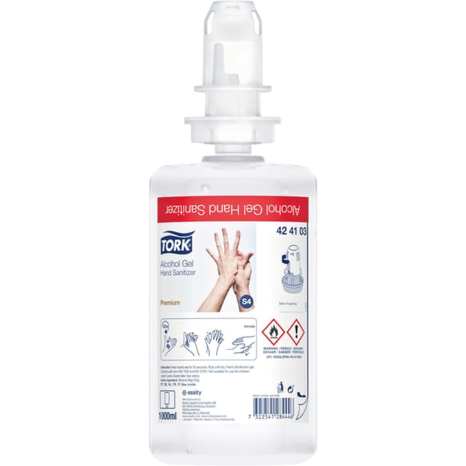 Handdesinfectie Tork S4 Premium alcoholgel ongeparfumeerd 1000 ml 424103