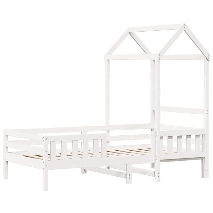 vidaXL - Bedframe - met - huisje - massief - grenenhout - wit - 80x200 - cm