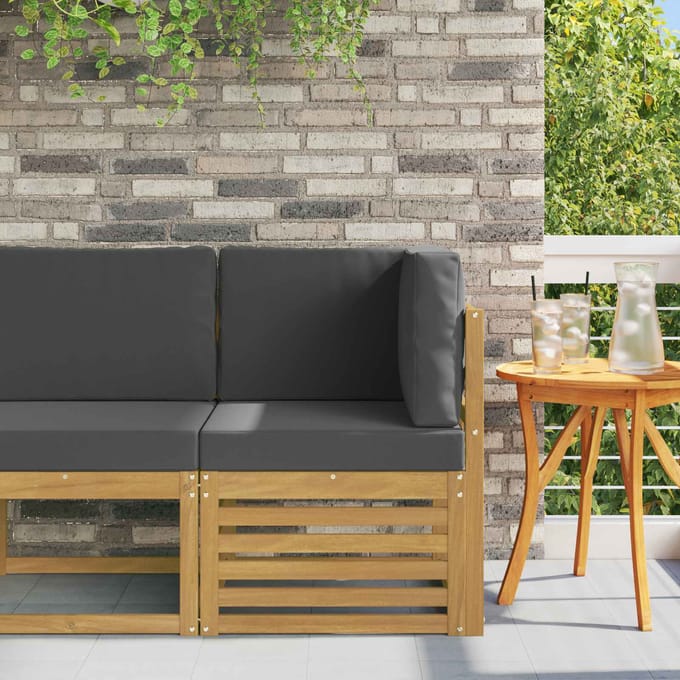 vidaXL - Buitenhoekbank - Massief - Acacia - Hout - Wit