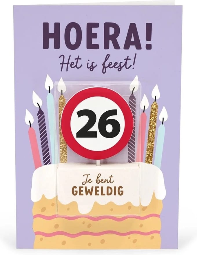 Verjaardagskaart met kaars | 26 jaar | Je bent geweldig