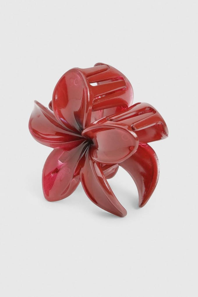 boohoo Dames Bordeaux Bloemklauwclip | Bordeaux Rood