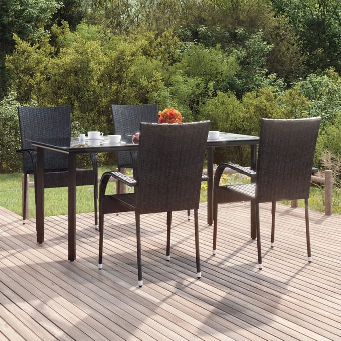 vidaXL - 5-delige - Tuinset - poly - rattan - zwart