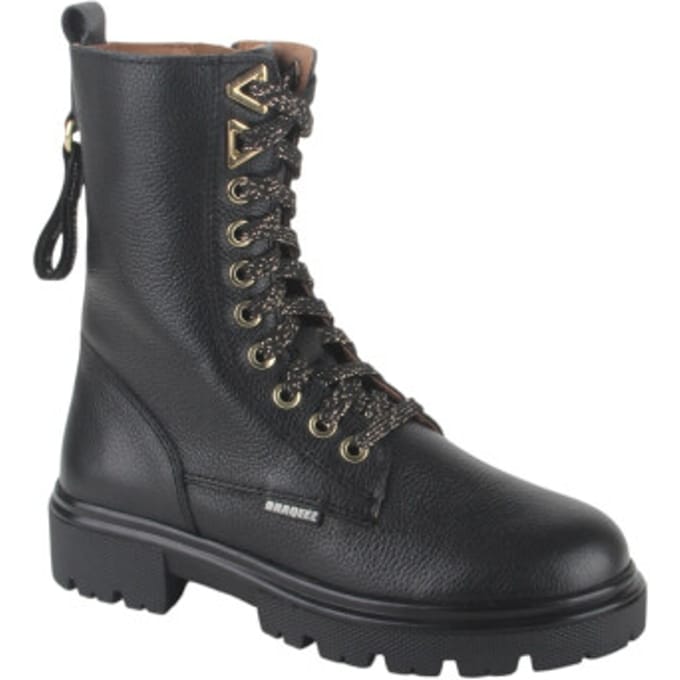 Braqeez 425784-589 Meisjes Veterboots - Zwart - Leer - Veters