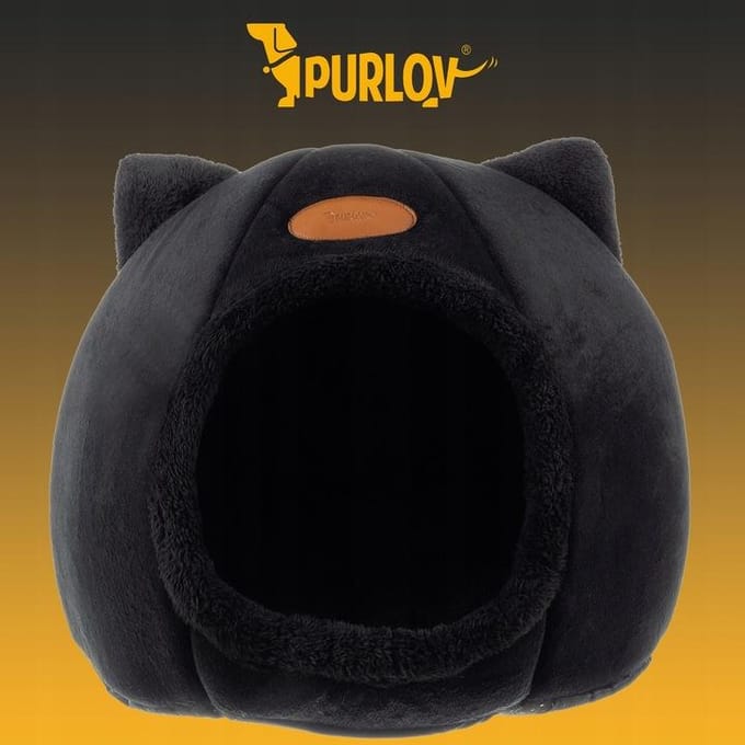 Purlov Plush Cat Bed - Luxe Huisje voor Jouw Kat