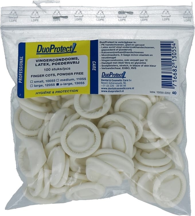 Duoprotect Vingercondoom maat XL 100 Stuks