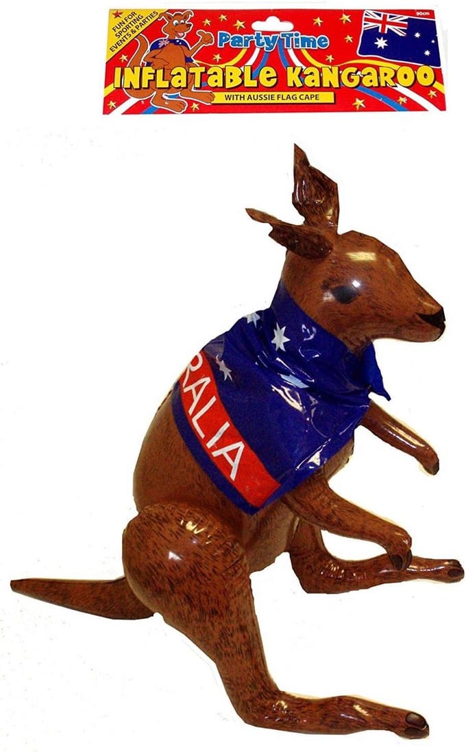 Opblaasbare Kangoeroe Knuffeldier met Australische Vlag Cape 65 cm