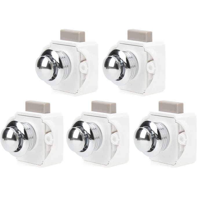 5 Stuks Drukknop Sluiting Zinklegering Sleutelloze Kastsloten voor 14‑16 mm Deurdikte white