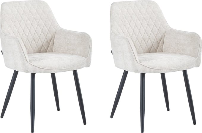 Colenis® - Beverly Eetkamerstoel - Set Van 2 - Beige - Chenille Stof - Industrieel