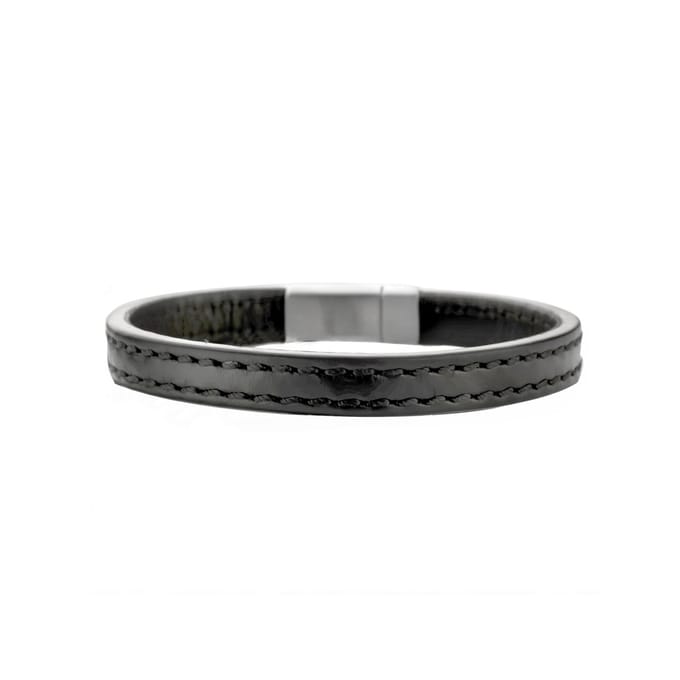 Edelstaal Armband Leer Zwart 9,0 mm 6505988